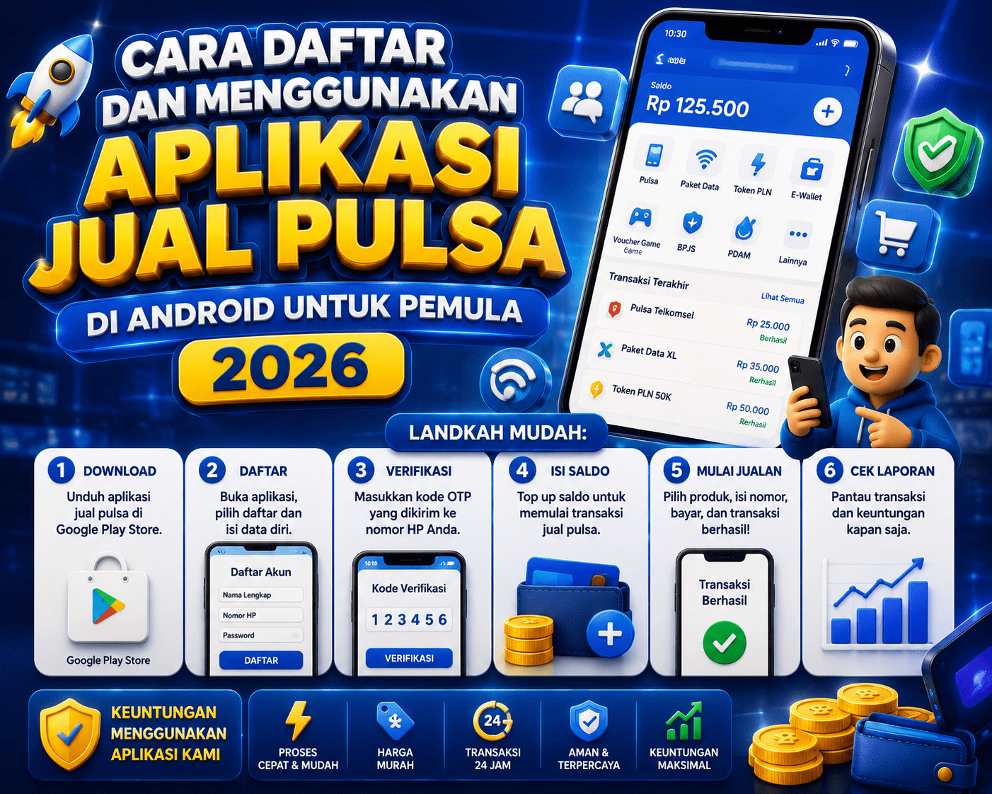 Cara Daftar dan Menggunakan Aplikasi Jual Pulsa di Android untuk Pemula