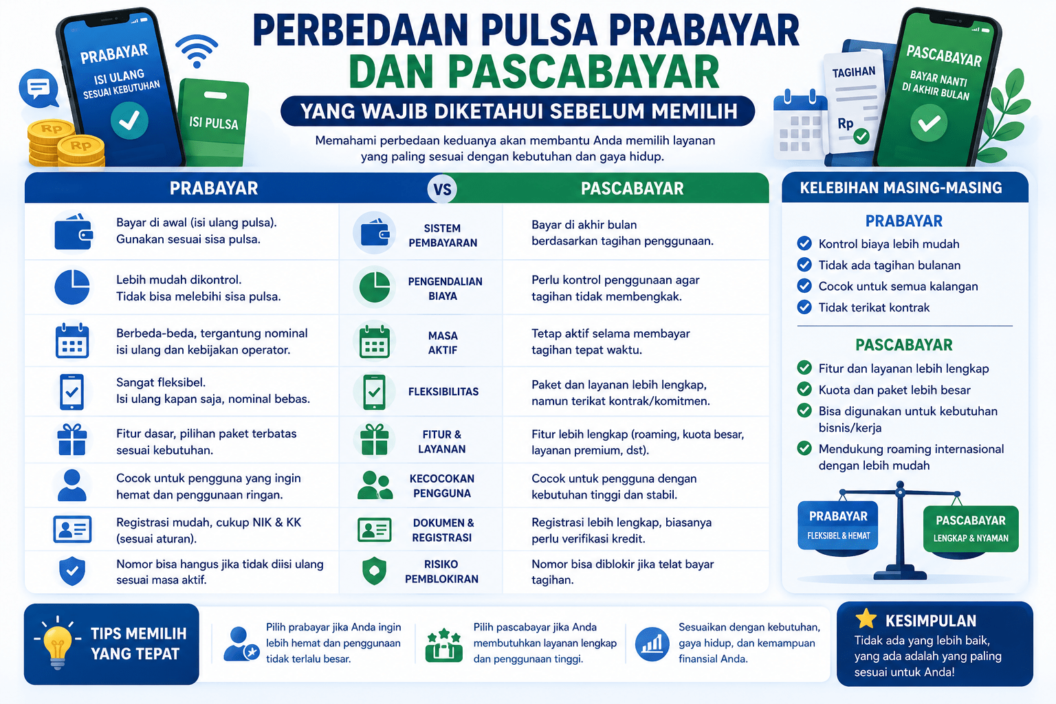 Perbedaan Pulsa Prabayar dan Pascabayar